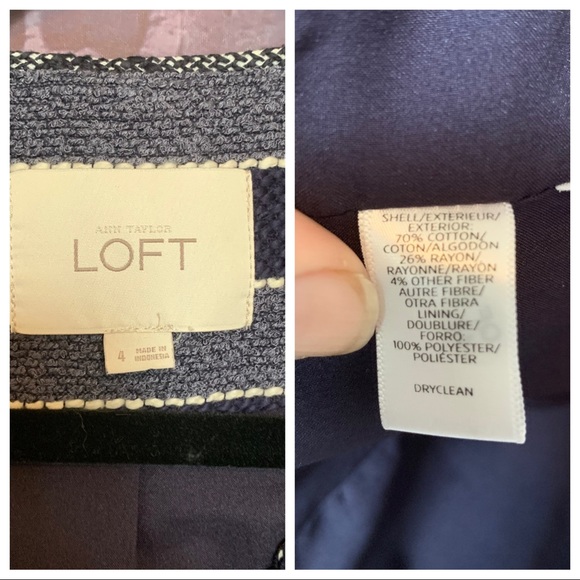 Navy Stripe Textured Jacket & Skirt Set - Picture 7 of 11